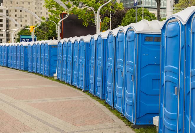 Seasonal porta potty units set up at a Kingsville, Texas venue
